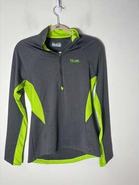 Woman's Under Armor Gray Semi Fitted Long Sleeve Zip Up "Tulane" Jacket Sz M